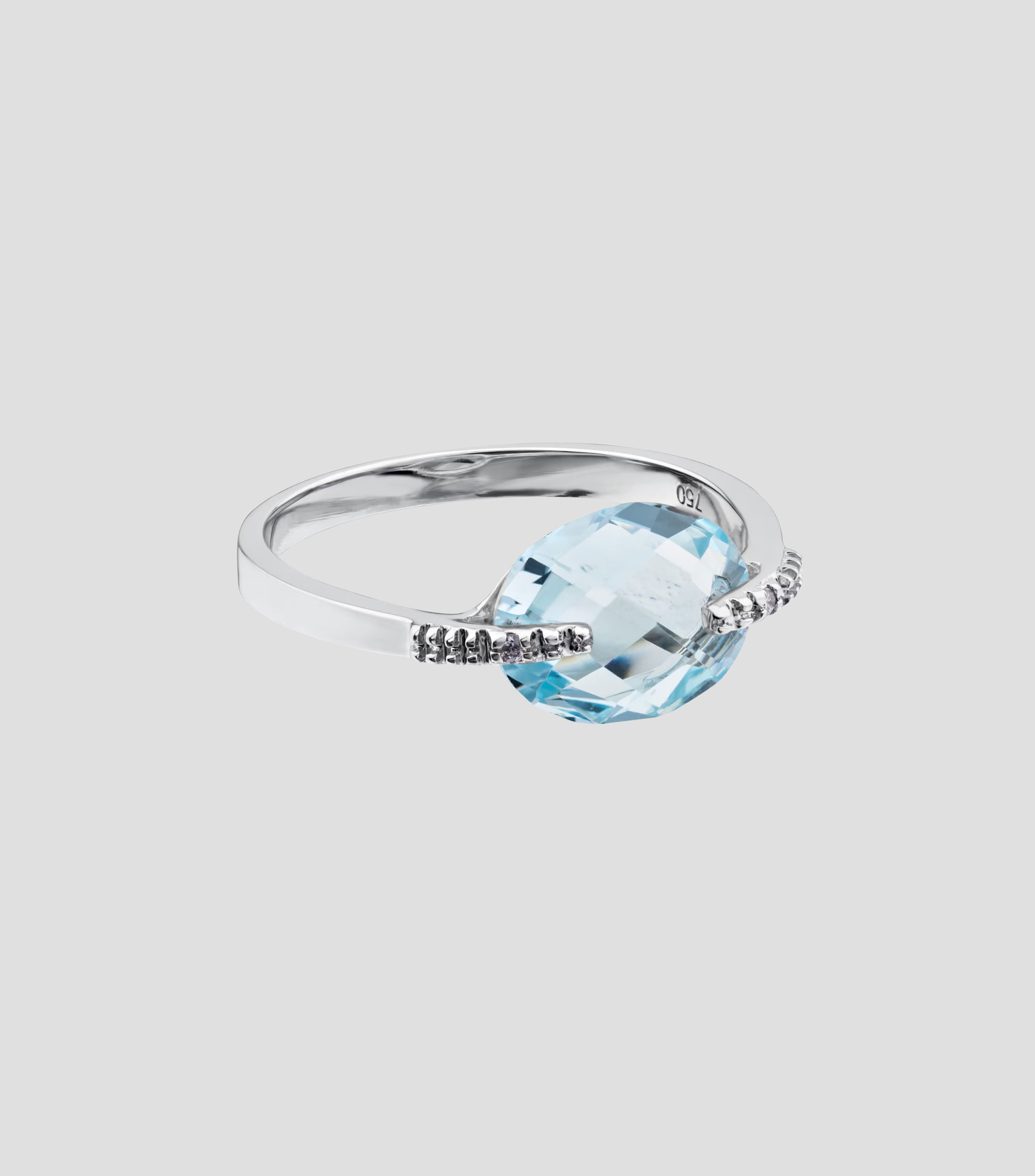Anillo en oro blanco de 18 kilates con topacio Color Kings Mujer